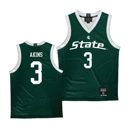 Green Men's Basketball Michigan State Jersey - Jaden Akins