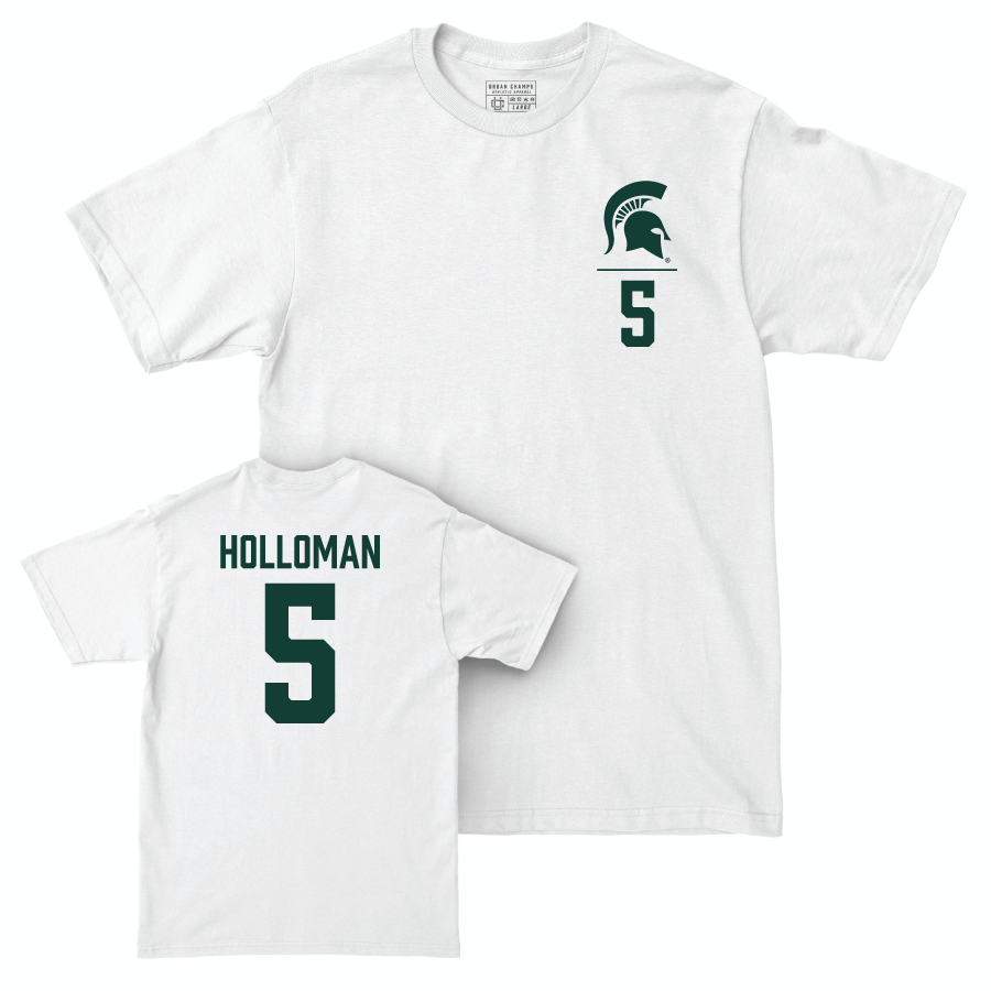 MSU Men's Basketball White Logo Comfort Colors Tee  - Trejuan Holloman