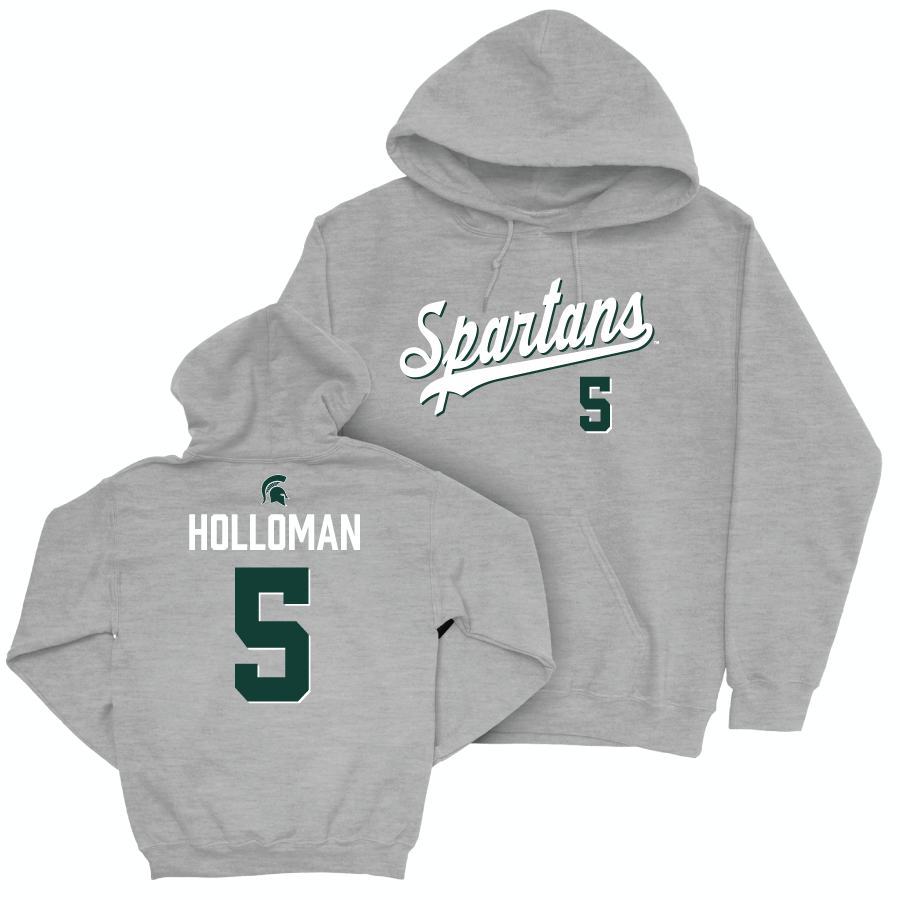 MSU Men's Basketball Sport Grey Script Hoodie  - Trejuan Holloman