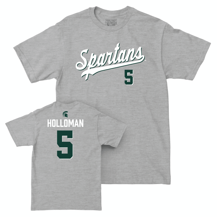 MSU Men's Basketball Sport Grey Script Tee  - Trejuan Holloman