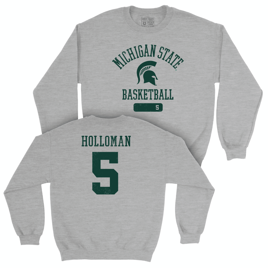 MSU Men's Basketball Sport Grey Varsity Crew  - Trejuan Holloman