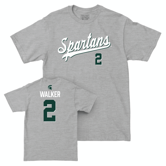 MSU Football Sport Grey Script Tee - Tyson Walker | #2 Youth Small