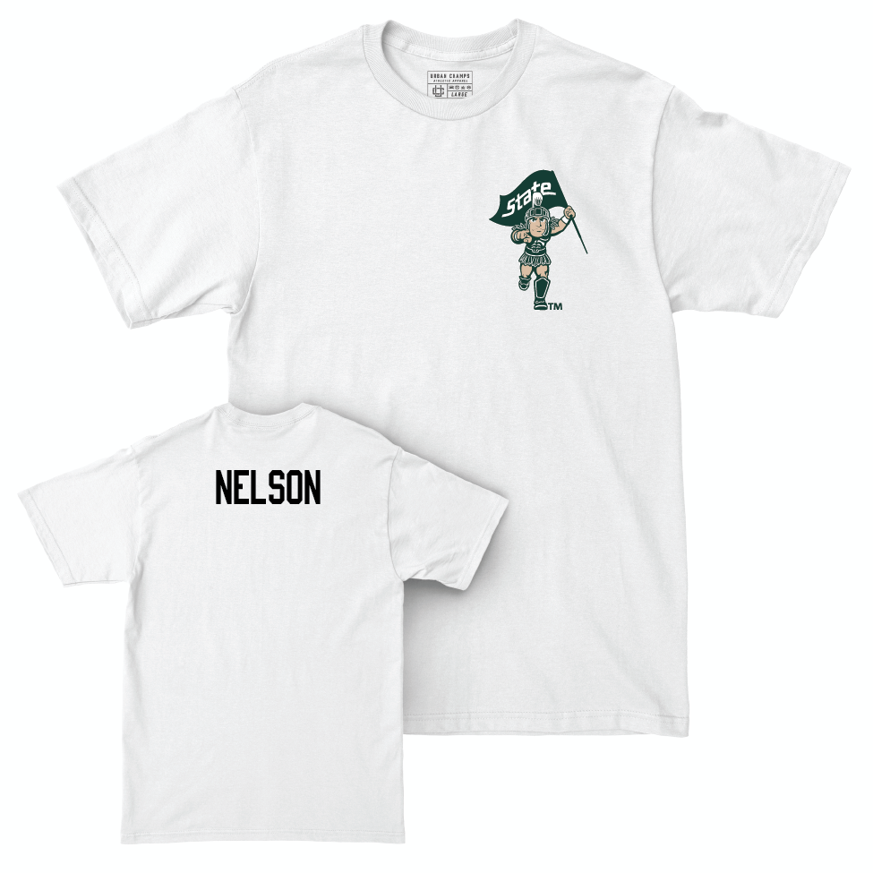 Men's Track & Field White Sparty Comfort Colors Tee  - Jalen Nelson