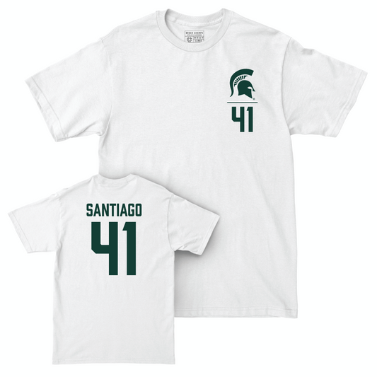 MSU Football White Logo Comfort Colors Tee  - David Santiago