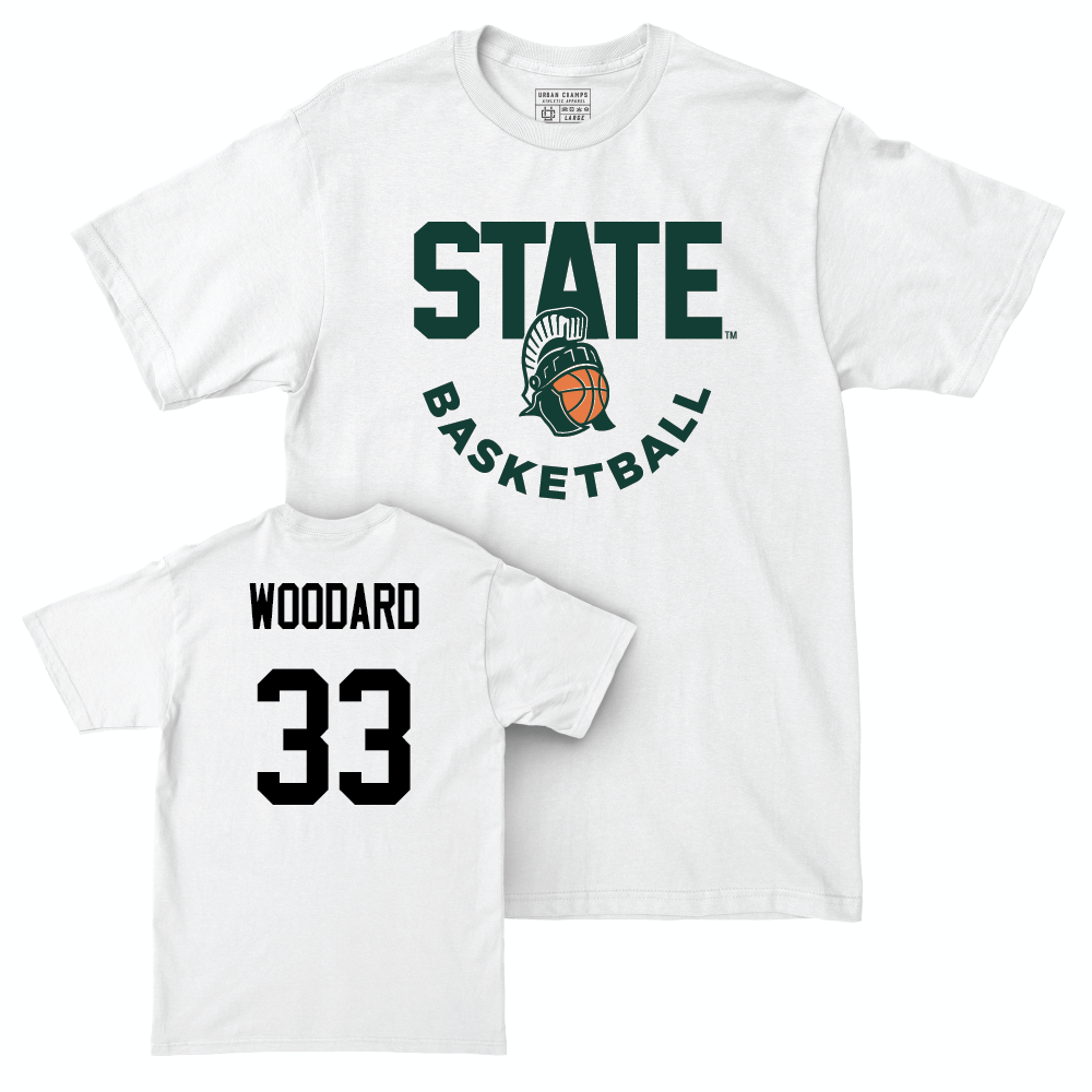 Women's Basketball White Helmet Comfort Colors Tee  - Juliann Woodard