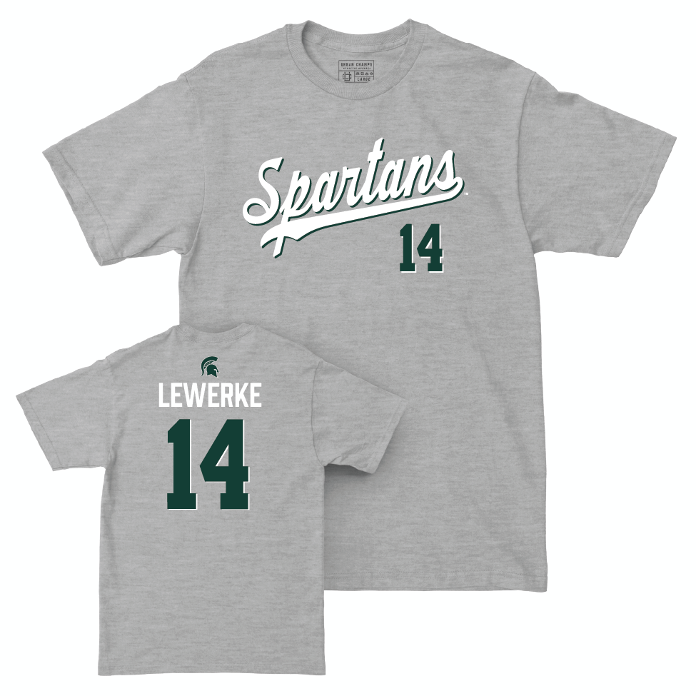 MSU Football Sport Grey Script Tee  - Brian Lewerke